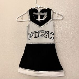 Varsity Spirit Cheerleading Dance Costume white black silver racerback youth S 8
